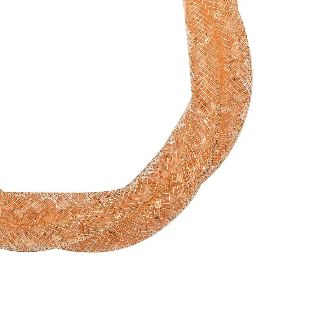 NWT Champagne Color Austrian Crystal Twisted Double Row‎ Bracelet Goldtone